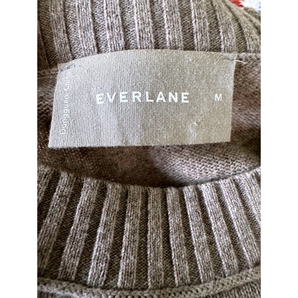 Everlane Recycled Cashmere Wool Crewneck Sweater M Taupe Brown Raglan Excellent - Picture 2 of 4